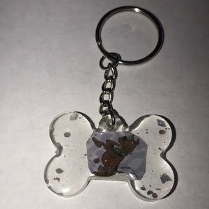 Custom epoxy mini bone 🦴 keychain with Scooby-Doo sticker and glitter ✨